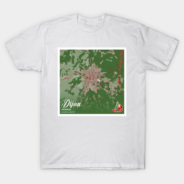 Dijon - France Christmas Map T-Shirt by tienstencil